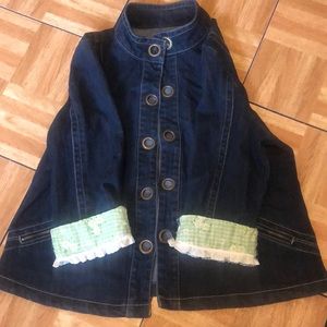 Denim Jacket with Daisy cuff sleeves